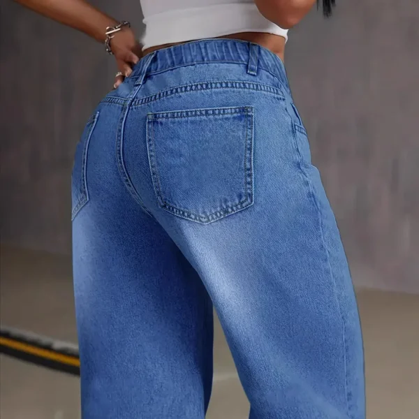 Denim Pant Women Mom Jeans Wide Leg Long Pants High Waist Straight Trousers Y2k Streetwear Elegant Splice Club Punk Casual - Image 3