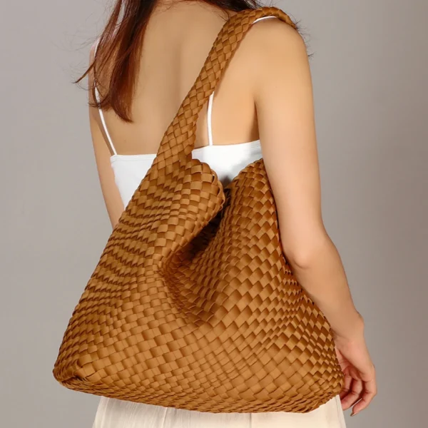 Fashion Hobo Bag Handmade Woven Casual Female Handbag Large Capacity Neoprene Tote Bag Women Shoulder Bag Neoprene Weave Bag