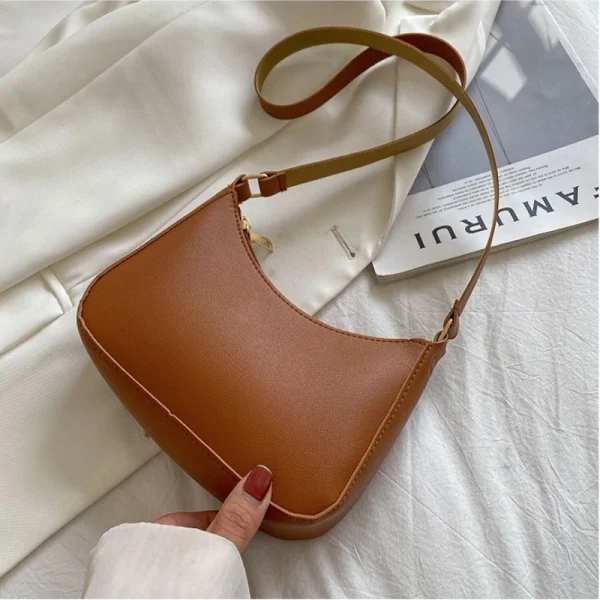 Women's Shoulder Business Bag PU Leather Messenger Tote Underarm Bag for Female Luxury Hobos Handbags Retro Storage Bucket Bag - Image 5