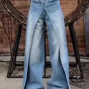 American Vintage Design Jeans Solid Color High Waist Patchwork Casual Loose Pantalones De Mujer Spring Autumn Women's Clothing