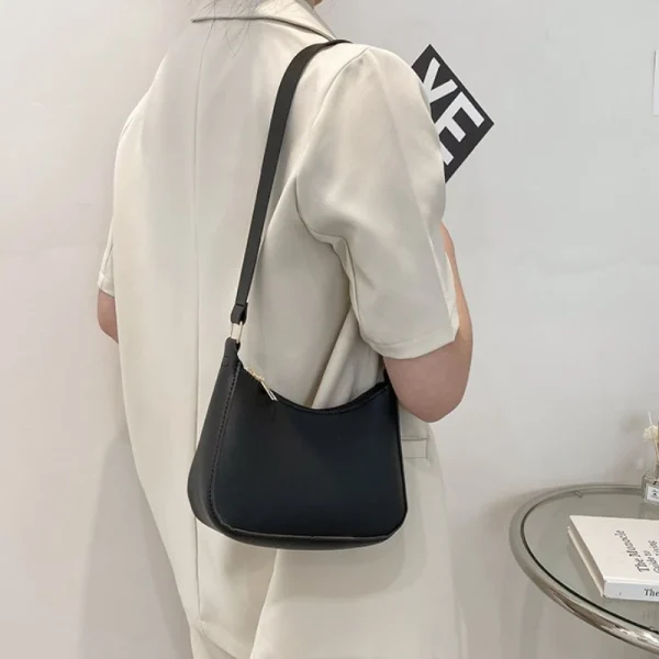Women's Shoulder Business Bag PU Leather Messenger Tote Underarm Bag for Female Luxury Hobos Handbags Retro Storage Bucket Bag - Image 2