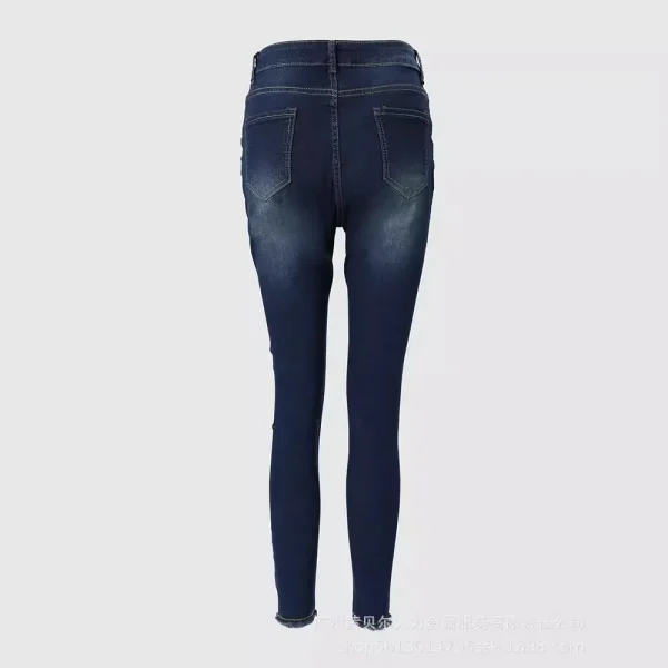 Women Spring Summer 2024 O-Ring Zipper Decor Skinny Jeans Denim Pants Trousers High Waist Jeans Ankle Length - Image 4