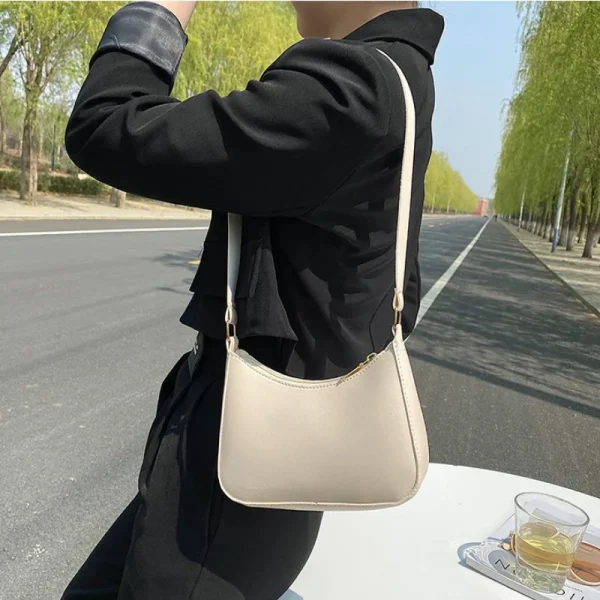 Women's Shoulder Business Bag PU Leather Messenger Tote Underarm Bag for Female Luxury Hobos Handbags Retro Storage Bucket Bag - Image 3