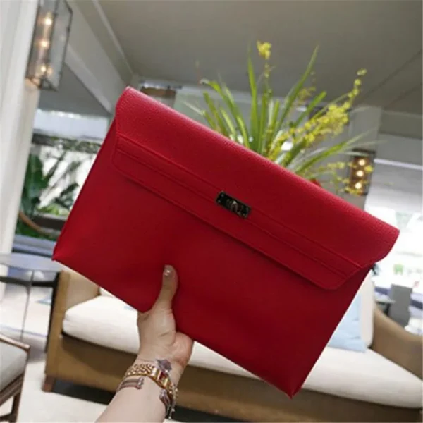 Red Clutch Bag Women Simple Women Ladies Clutch Pu Leather Envelope Clutch Bags Leather Women Lychee Pattern Purse Hand Bags - Image 4