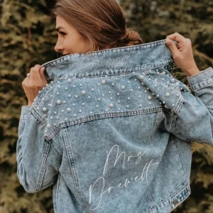 Custom Bride Jean Jacket Future Mrs Pearl Bride Jackets Personalized Bridal Gift Wifey Customized Name Denim Wedding Coats Tops