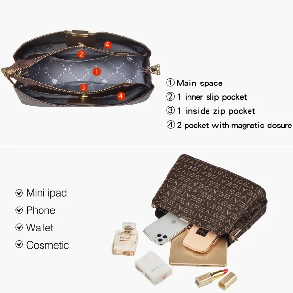 FOXER Monogram Women Shoulder Tote Bag 2025 Fashion Commuter Female Large Crossbody Purse for Mom - Image 5
