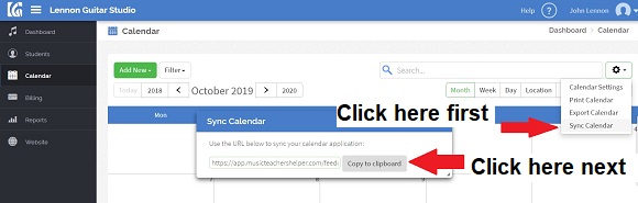 Calendar feed URL