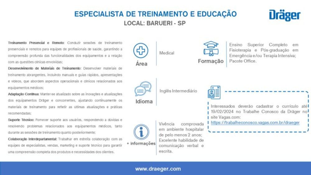Especialista de Treinamento e Educação