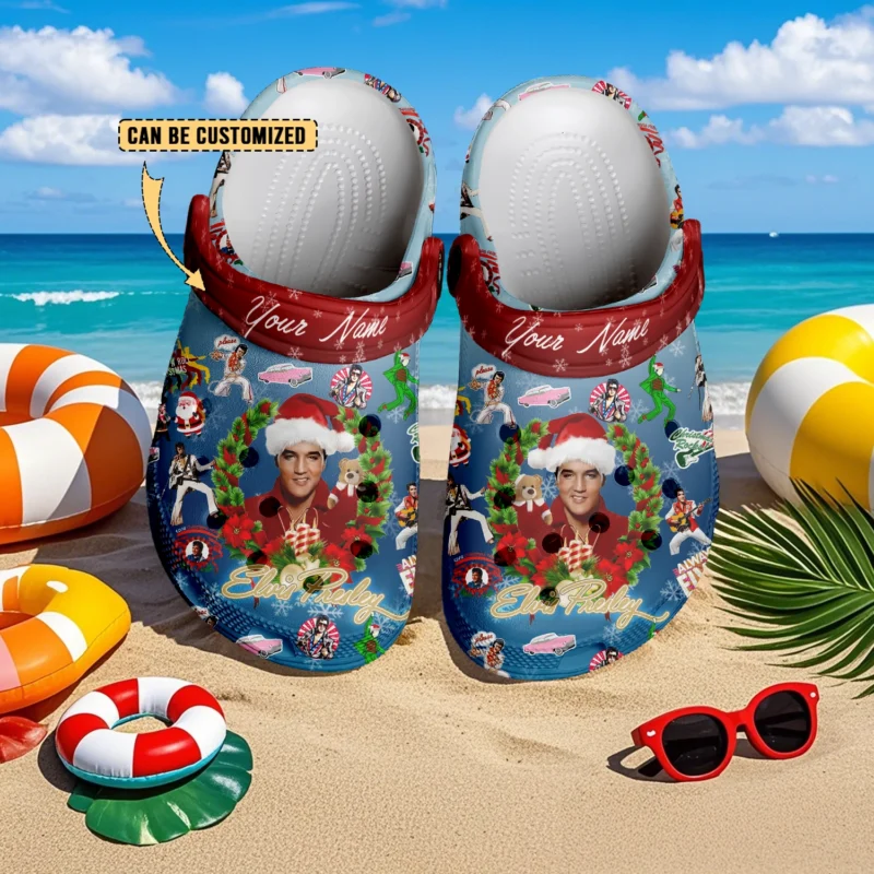 Custom Clogs Elvis Christmas Slippers For Kids & Adults