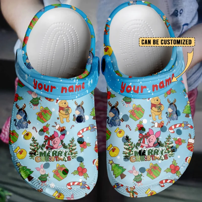 Custom Clogs Merry Christmas Piglet Winnie The Pooh Cartoon Clogs