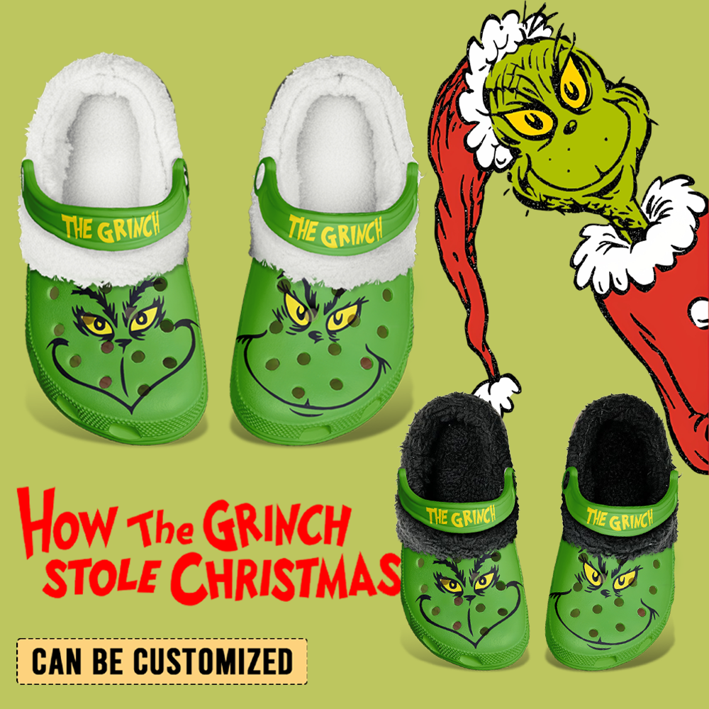 Customized How The Green Stole The Christmas Fleece Clogs, Soft And Comfortable Footwear For Holiday