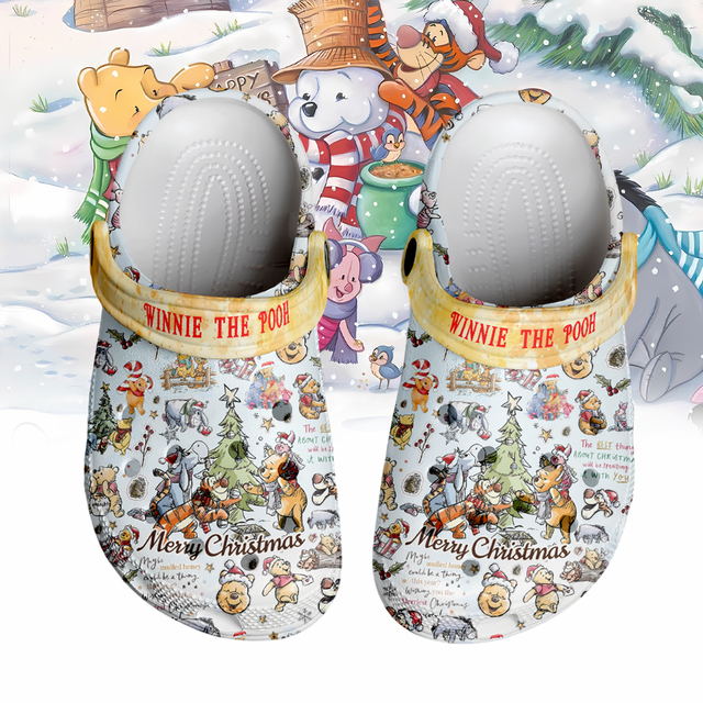 Merry Christmas Winnie The Pooh Cute Clogs For Kids & Adults 