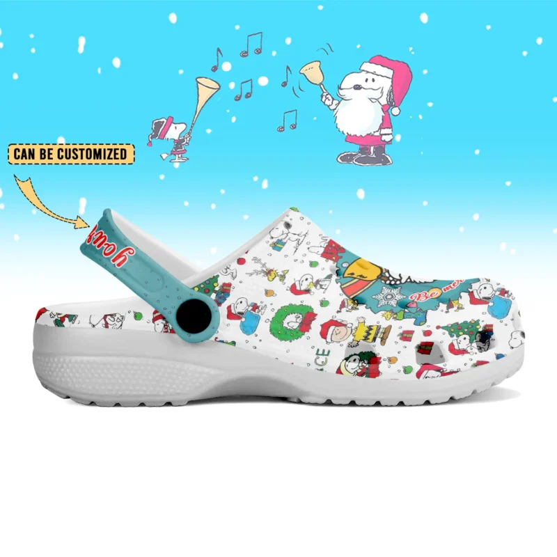 Personalized Be Merry & Bright Snoopy Christmas Cartoon Clogs Shoes