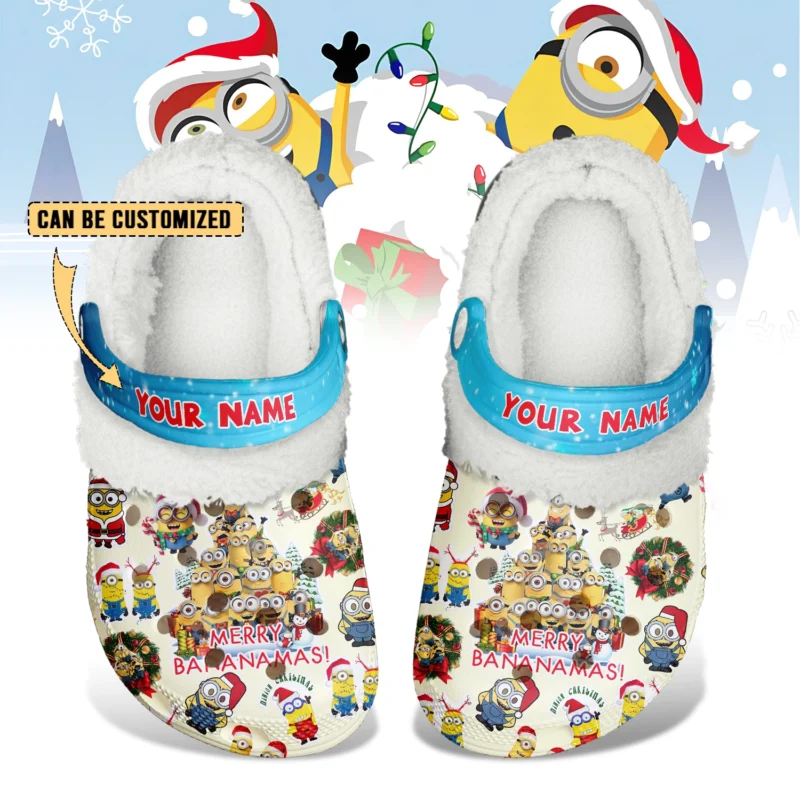 Personalized Funny Minion Merry Bananamas Fleece Clogs
