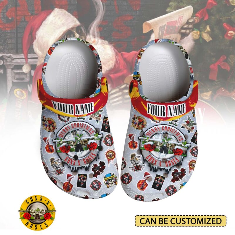 Personalized Merry Christmas Gun N’ Roses Music Clogs Shoes