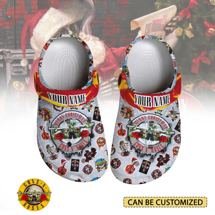 Soft Guns N’ Roses Music Christmas Clogs For Kids And Adults