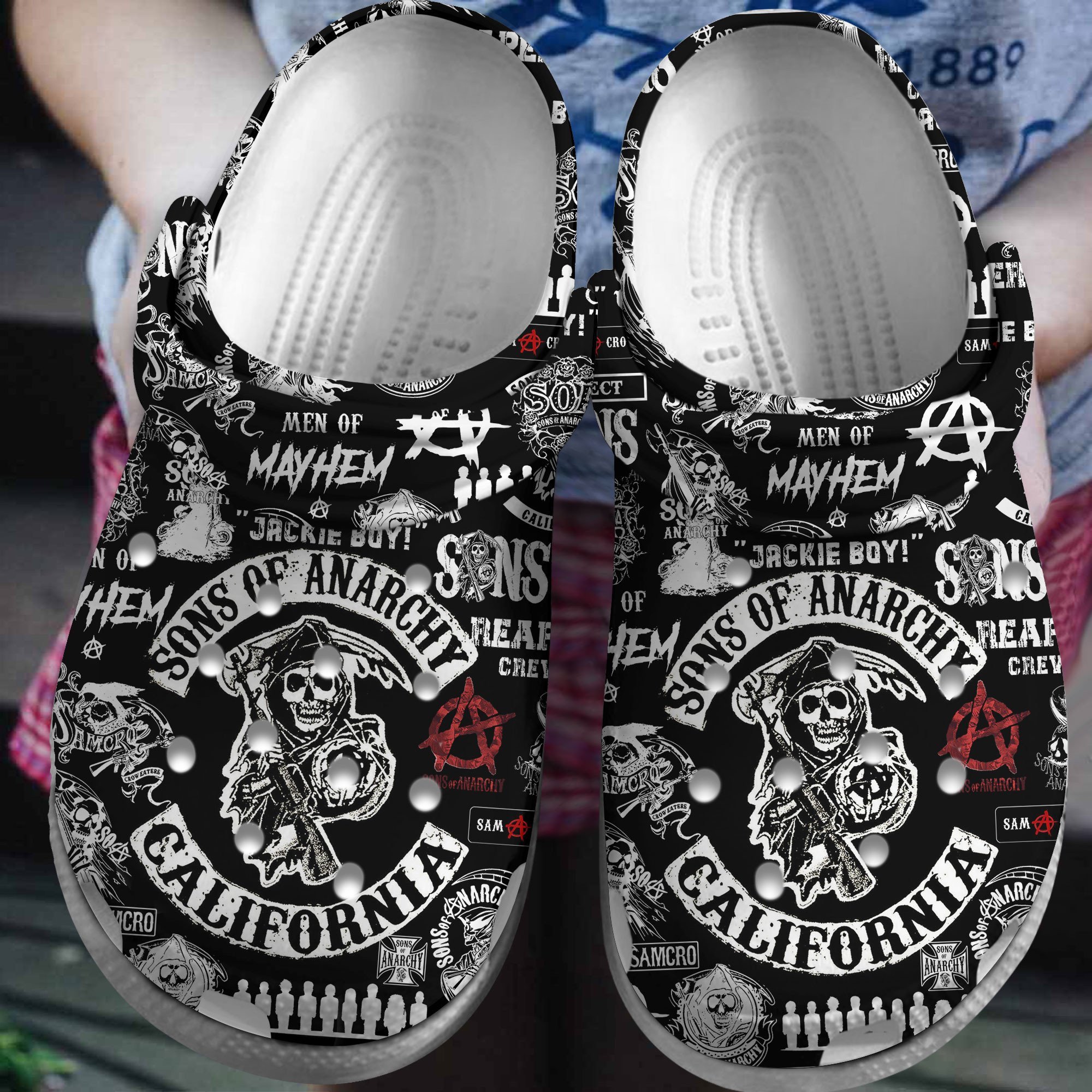 Fashionable Sons Of Anarchy Black Clogs For Kids And Adults