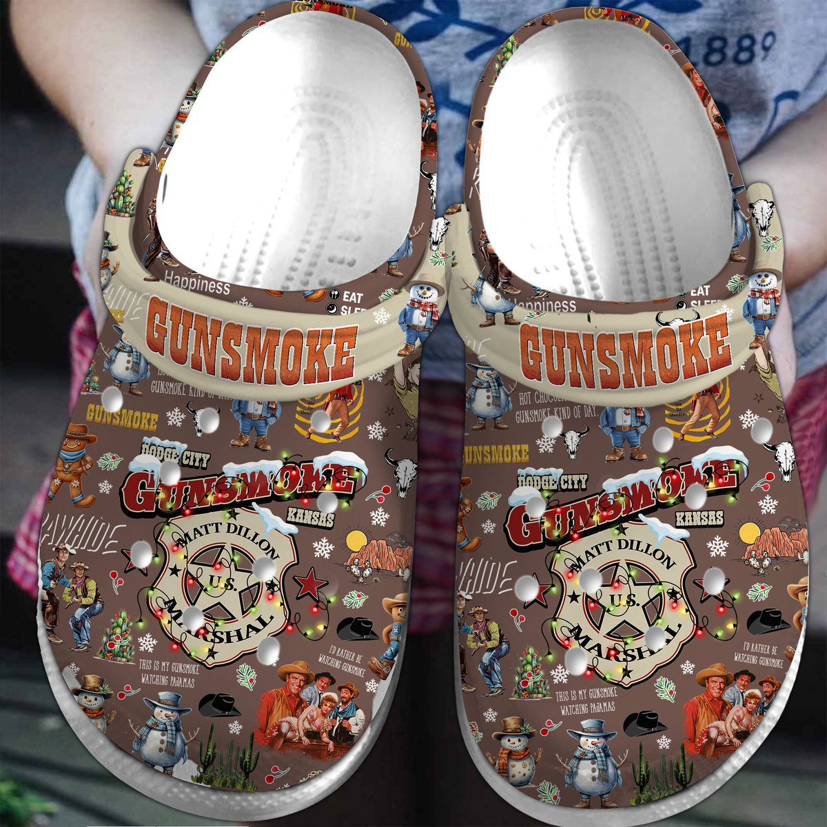 New Design Gunsmoke Christmas Edition Brown Movie Clogs