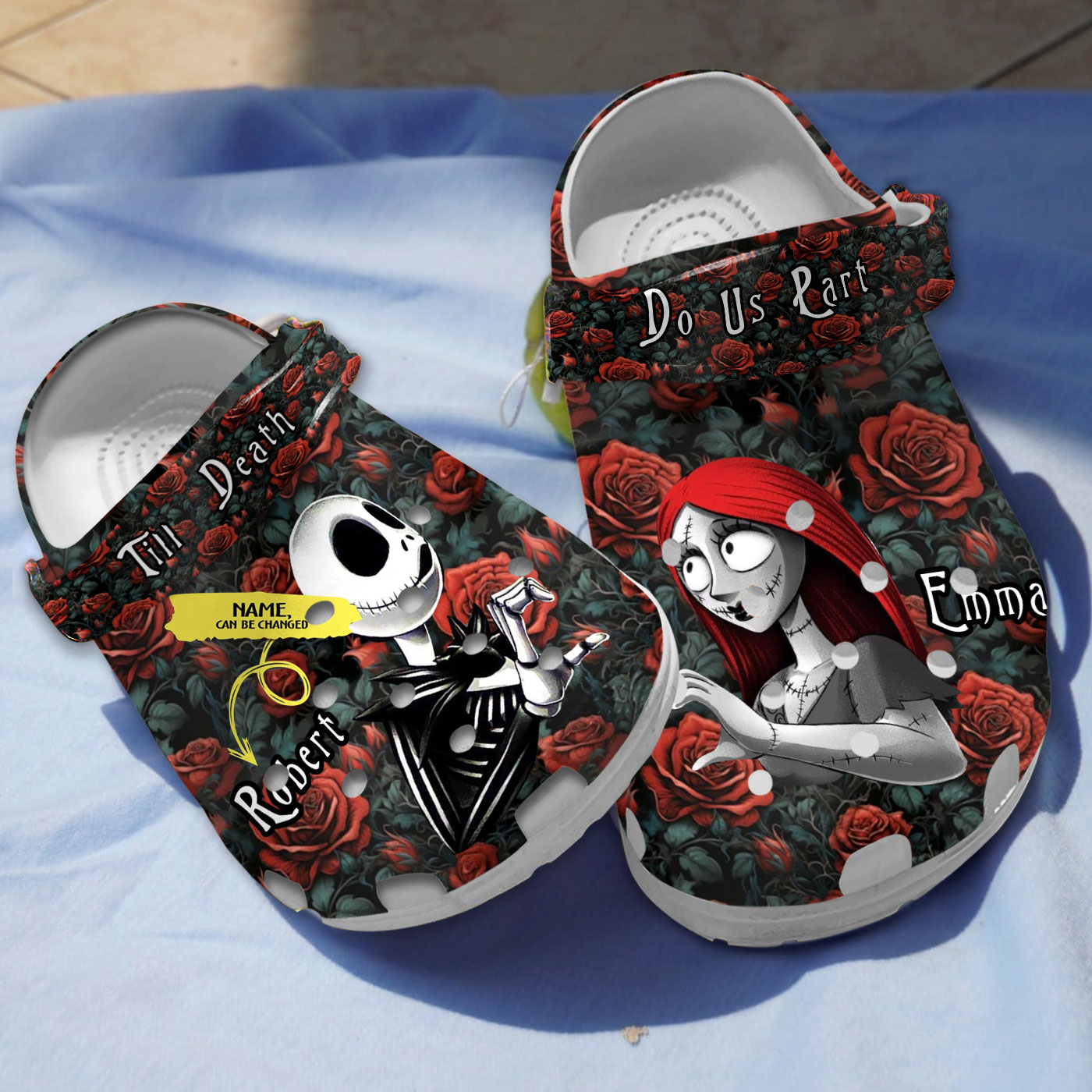 Personalized Til The End Do Us Part Jack & Sally Couple Clogs