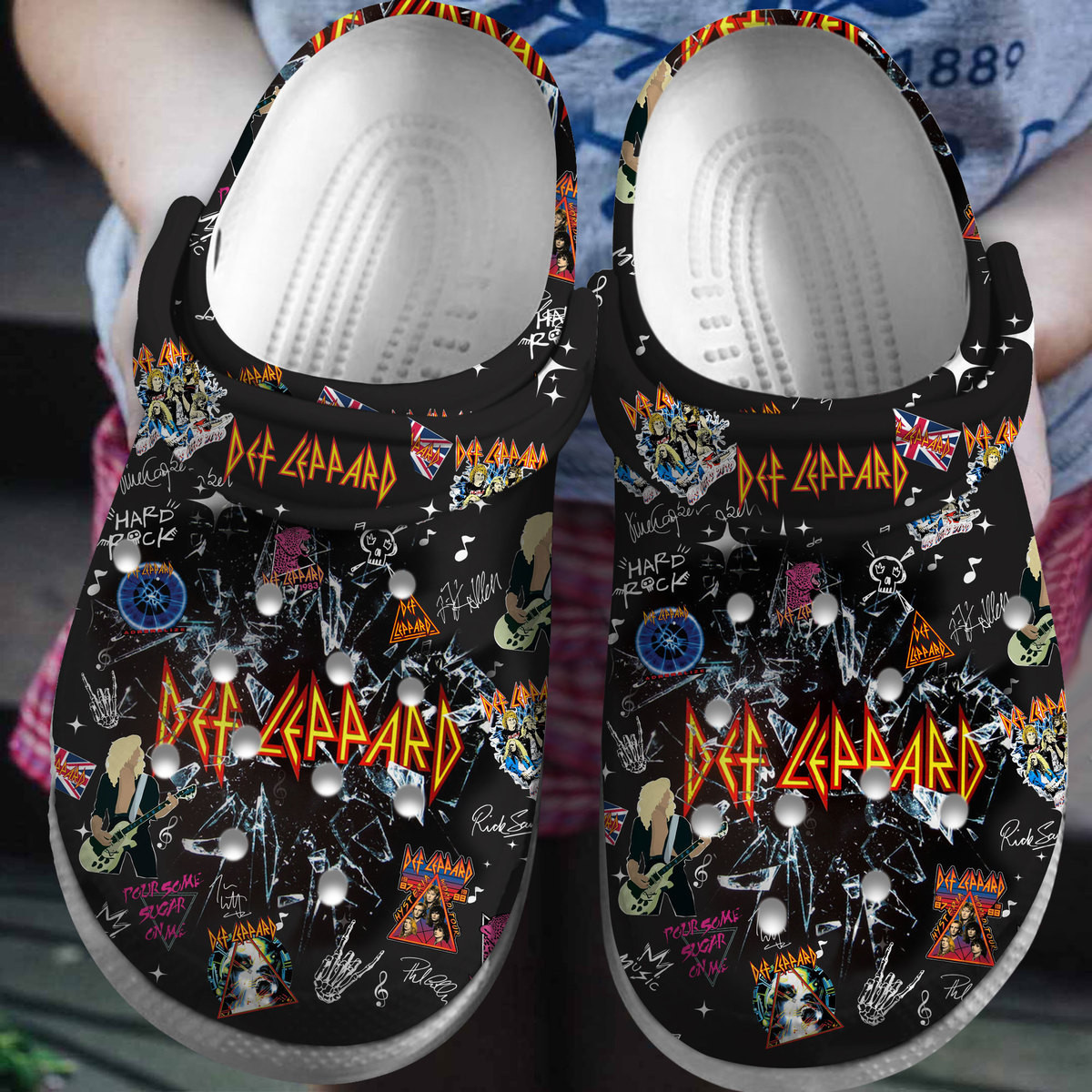 Def Leppard Music Comfy Black Sport Clogs For Kids and Adults
