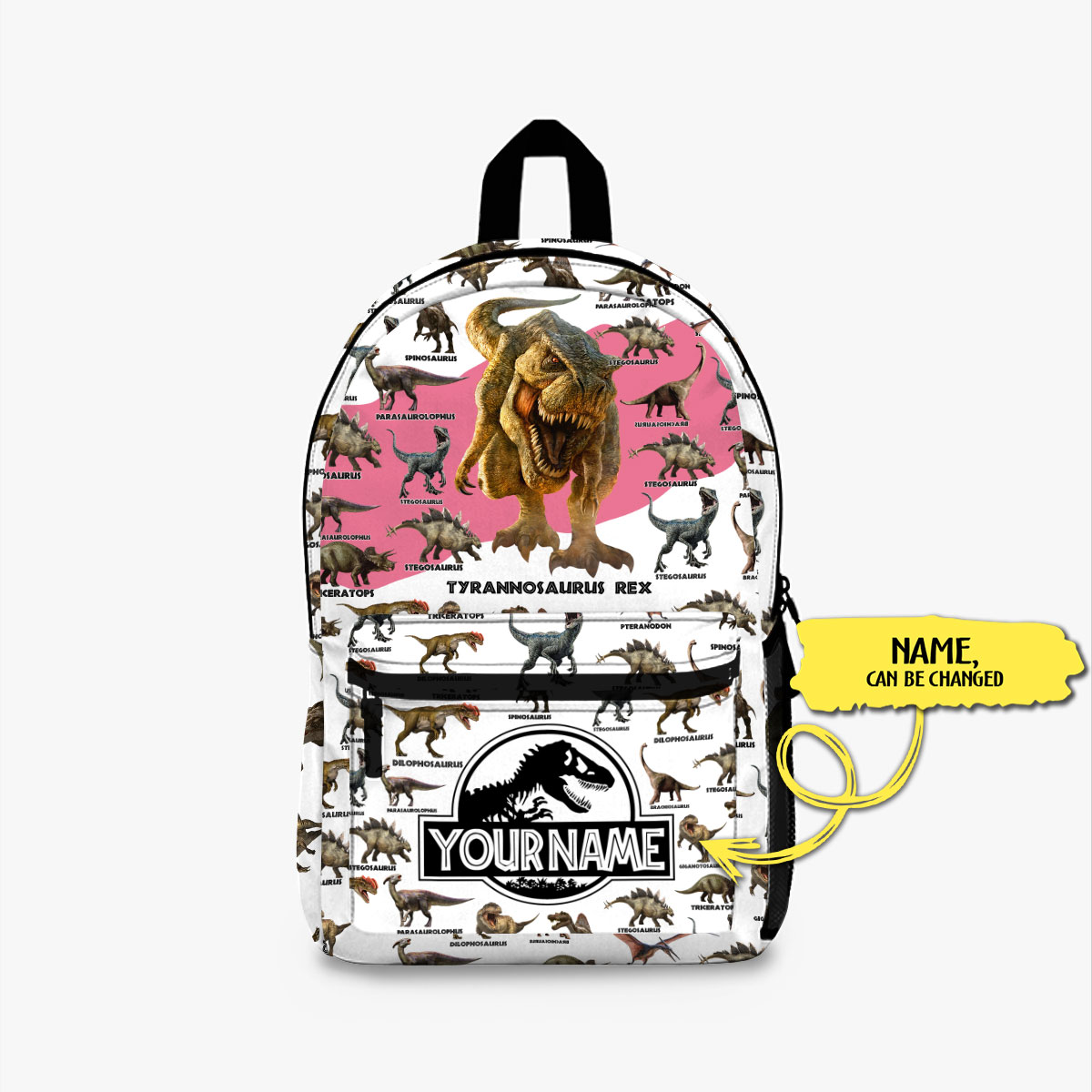 Customized Backpack With All Over Printed Dinosaur Pattern, School & Travel Bag for Dinosaur Lovers