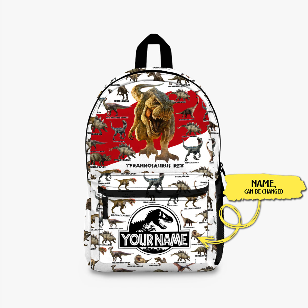 New Design Dinosaur All Over Printed Custom Name Backpack