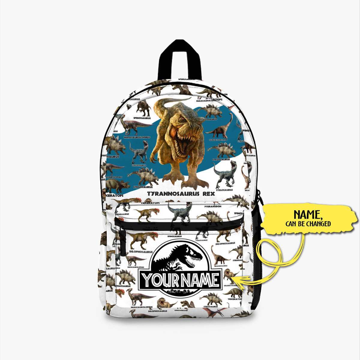 Personalized Backpack With Full-Printed Dinosaur Pattern, Backpack For School & Travel