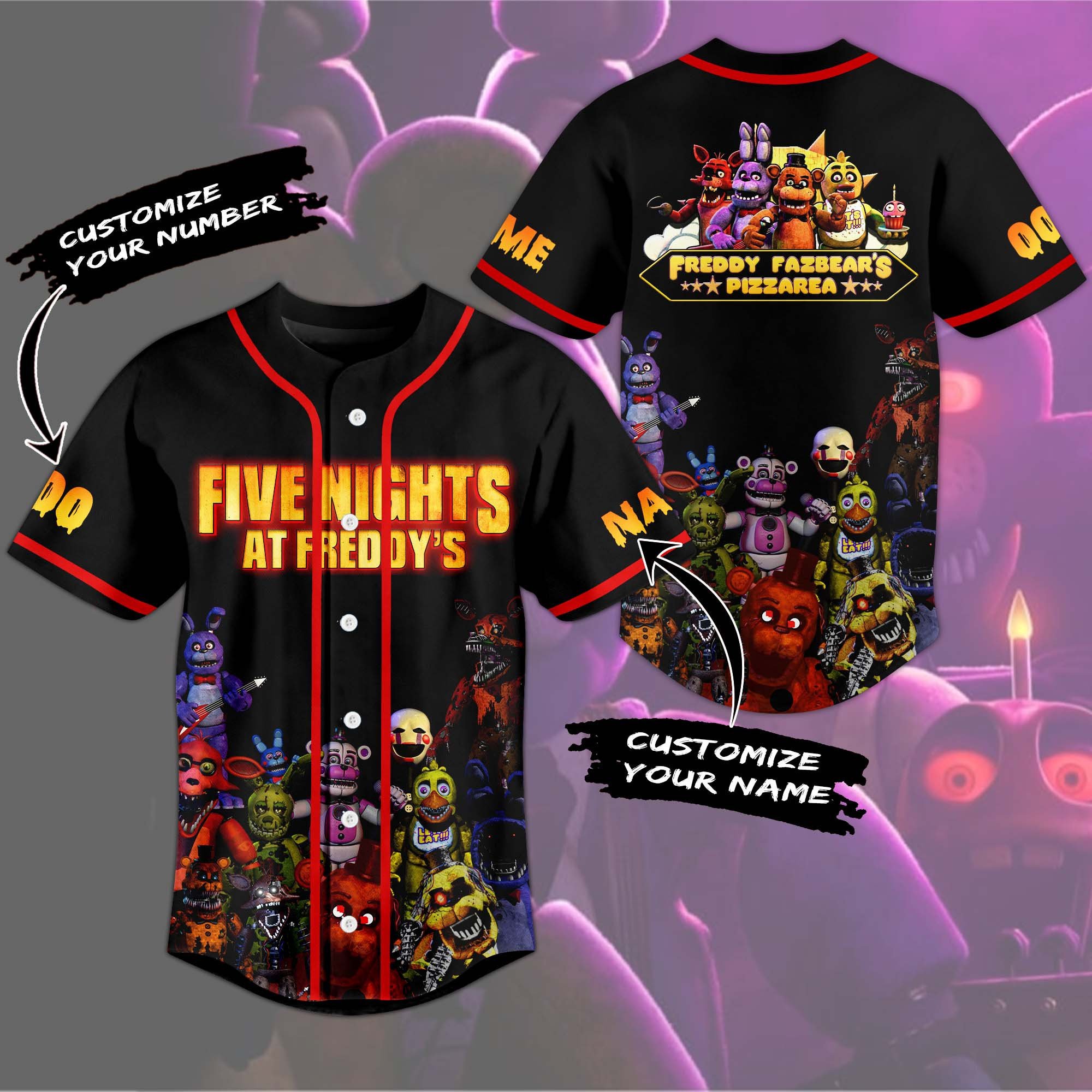 Spooky Five Nights At Freddy’s Custom Baseball Jersey