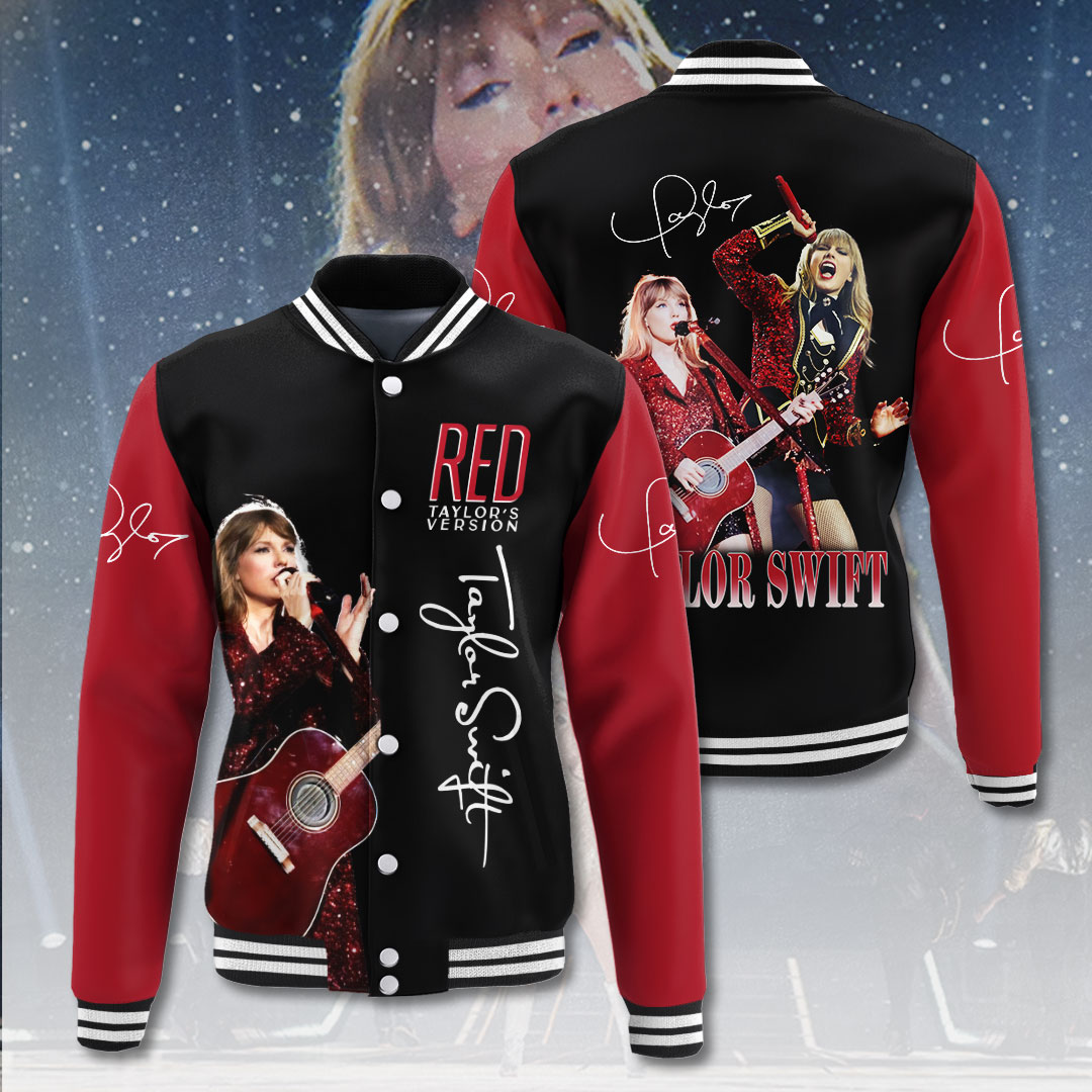 Cool Red Taylor Swift Version Music Baseball Jacket, Fast Shipping Worldwide