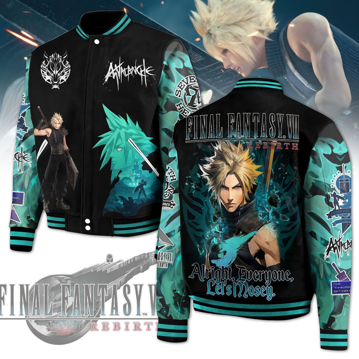 Cool Trendy Final Fantasy VII Game Baseball Jacket