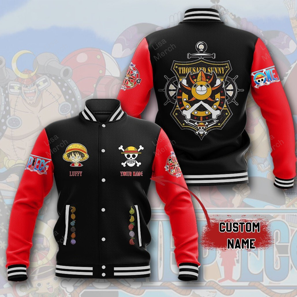 Custom Name One Piece Luffy Anime Baseball Jacket