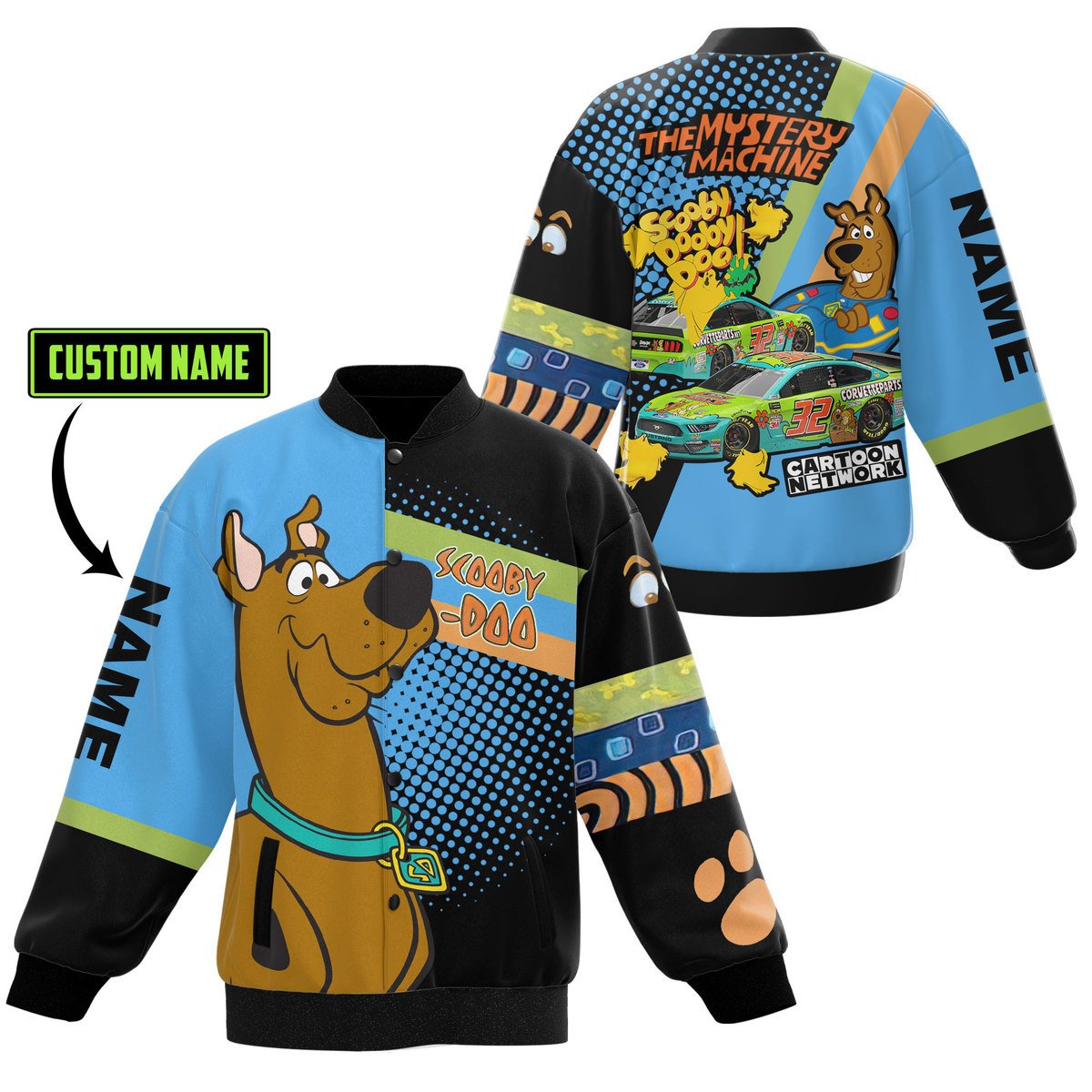 Customized The Mystery Machine Scooby-Doo Cartoon Baseball Jacket