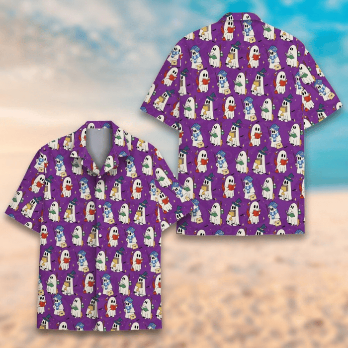 Hard-working Little Boo Ghost Purple Hawaiian Shirt