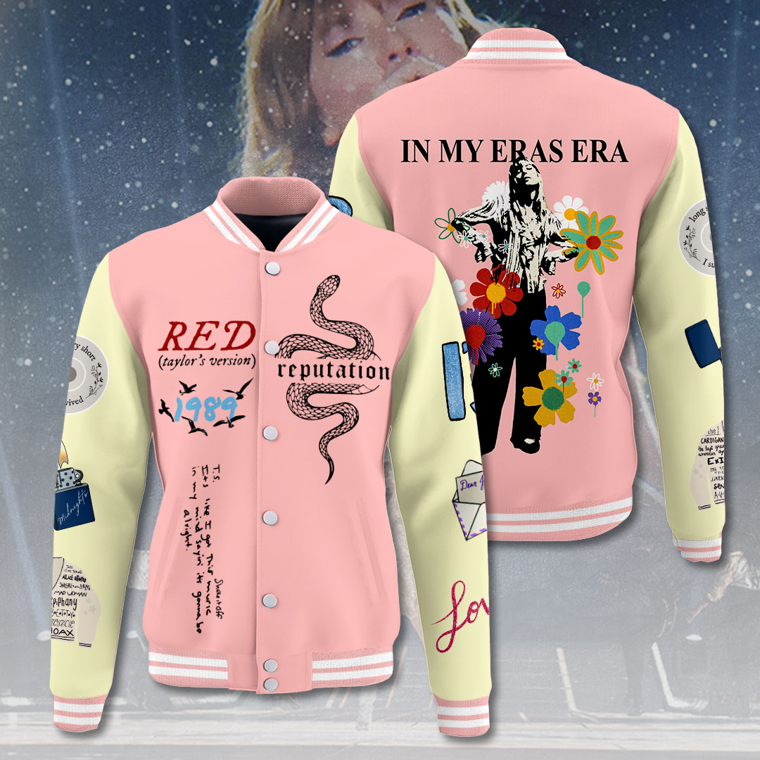 In My Eras Era Taylor Swift Pink Baseball Jacket For Swifties