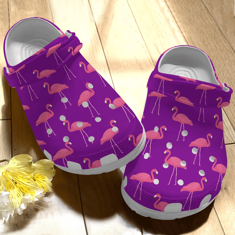 Lightweight & Durable Clogs Flamingo All-over Printed Purple Slippers 