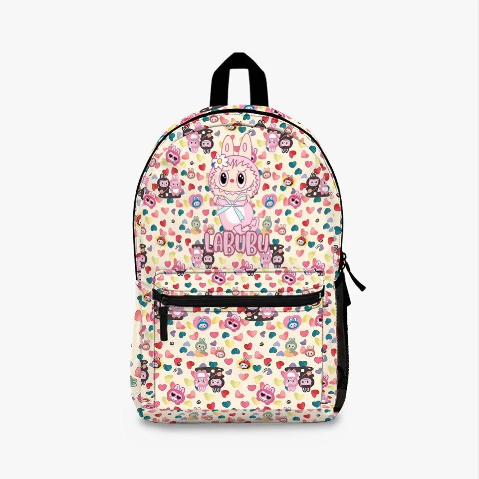 Limited Edition Cute Labubu & Colorful Tiny Heart Backpack 