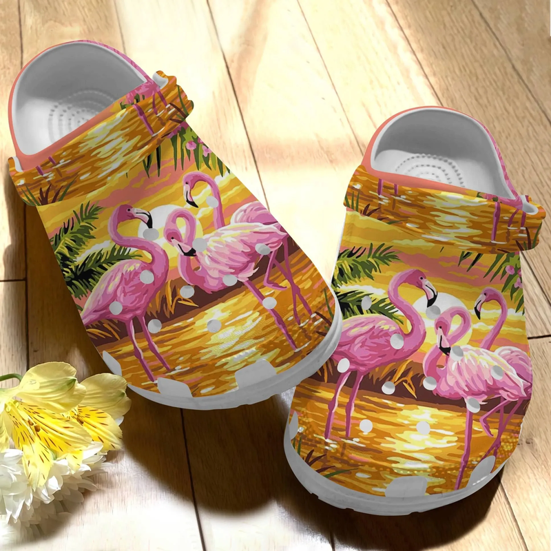 New Design Flamingo Colorful Tropical Vibes Clogs For Kids & Adults 