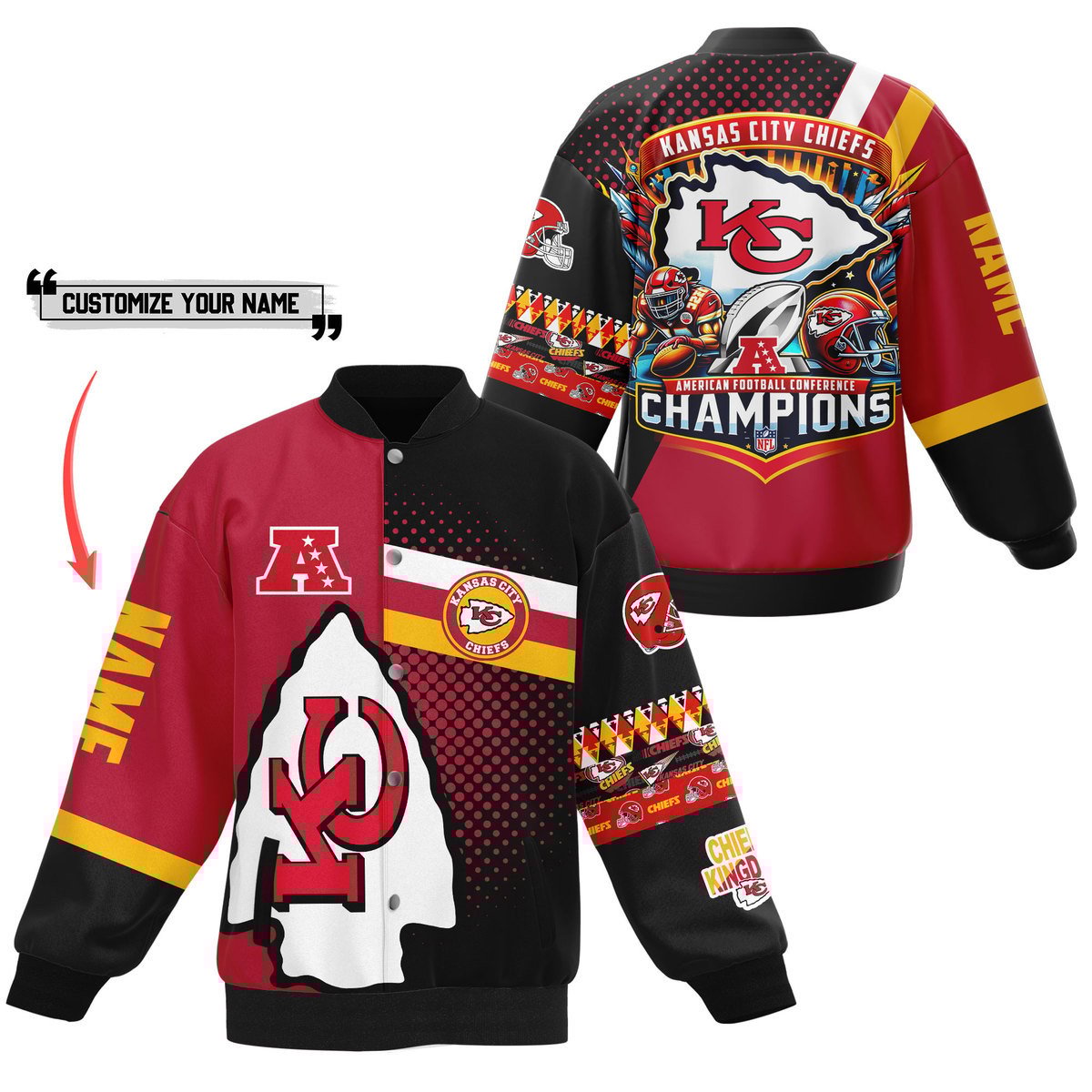 Personalized Kansas City Chiefs NFL Baseball Jacket