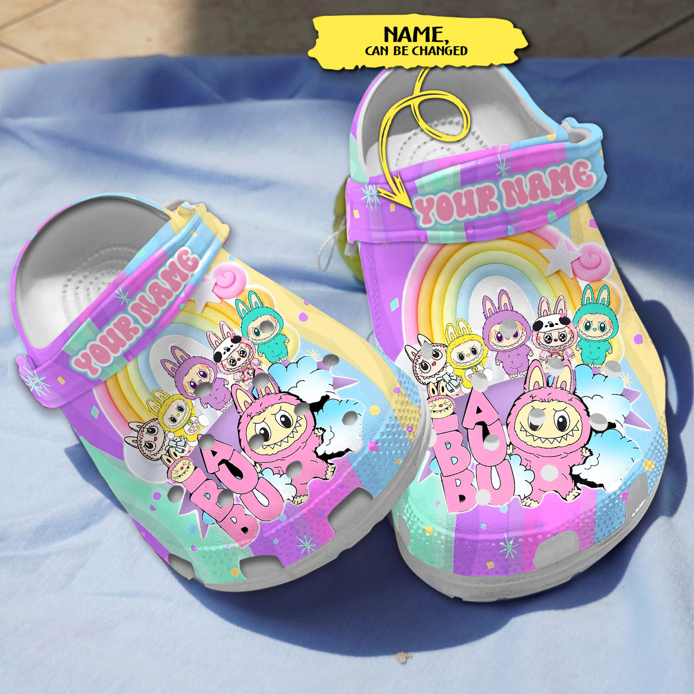 Personalized Labubu Monster And Rainbow Colorful Clogs