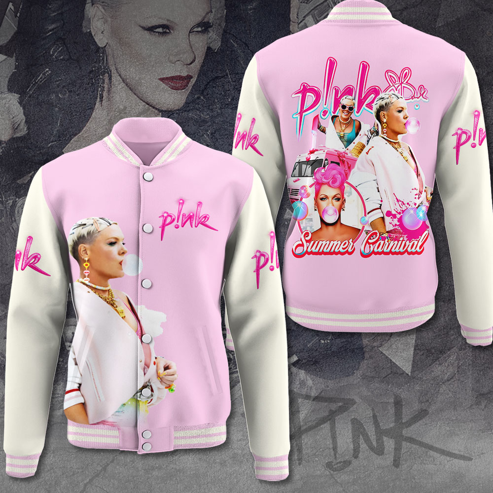 Pink Summer Carnival Music Baseball Jacket