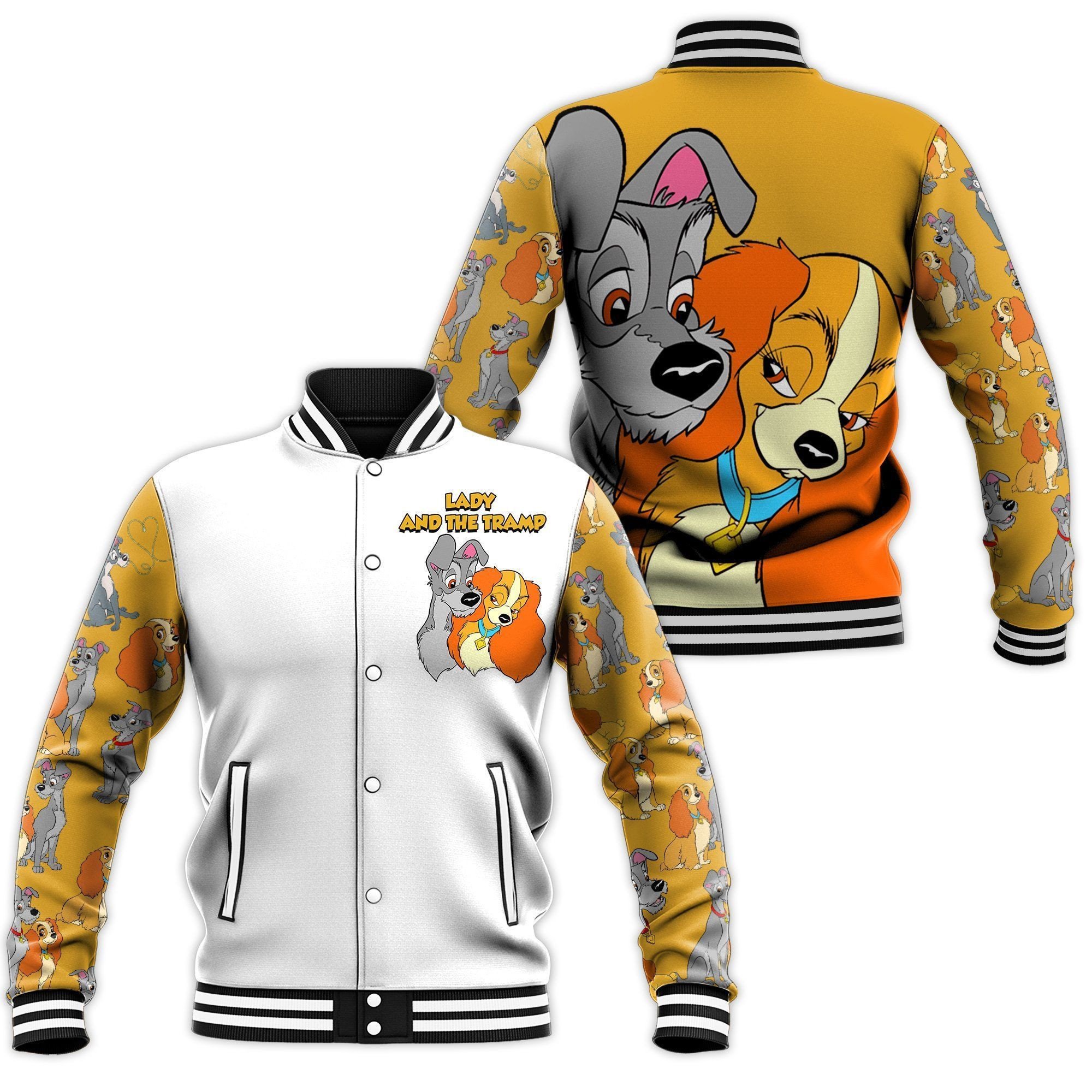 Adorable Couple Bomber Set Lady And The Tramp Baseball Jacket
