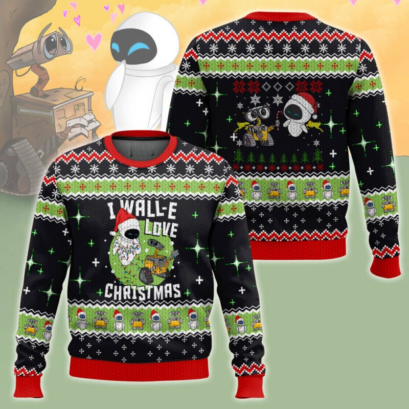 Adorable I Wall-E Love Christmas Comfortable 3D All Over Printed Ugly Sweater
