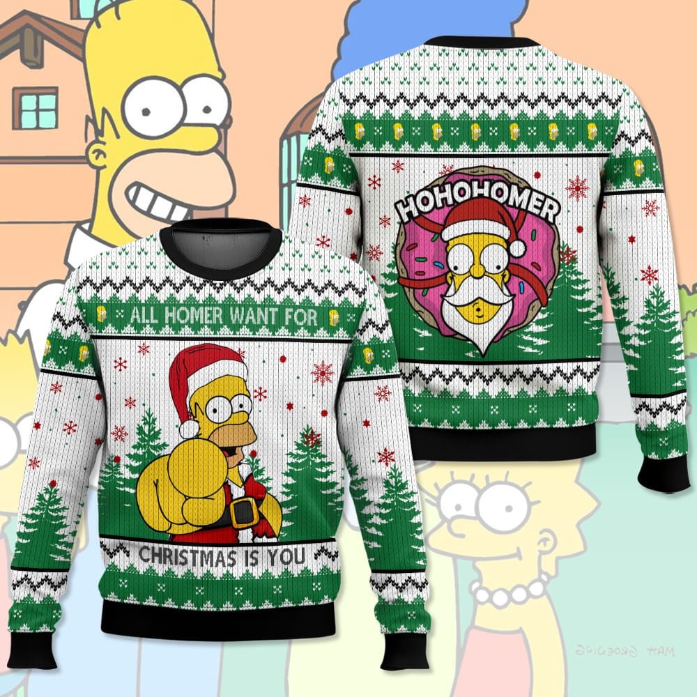All Homer Wants For Christmas Is You The Simpsons 3D All Over Printed Ugly Sweater