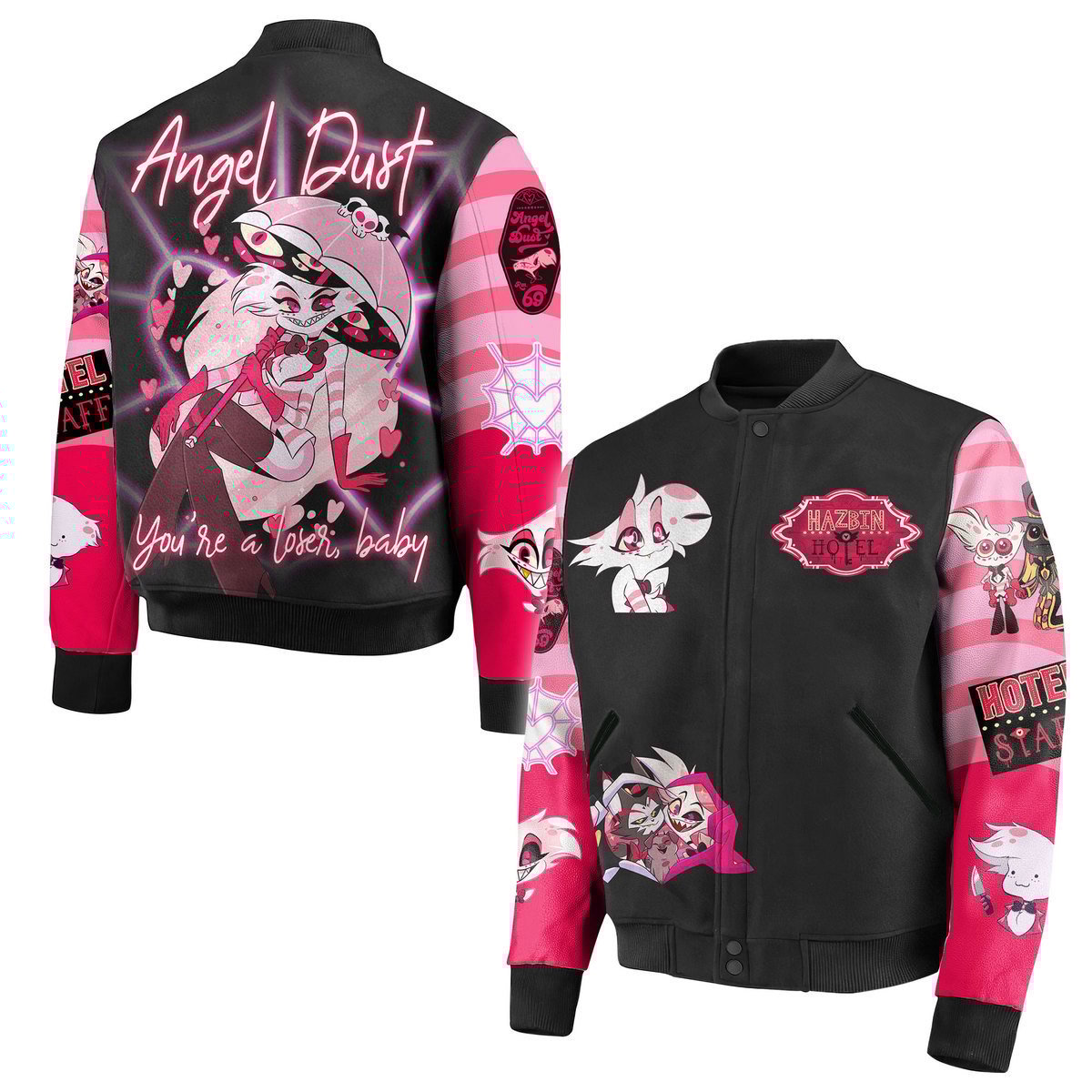 Angel Dust You're A Loser, Baby Hazbin Hotel Baseball Jacket