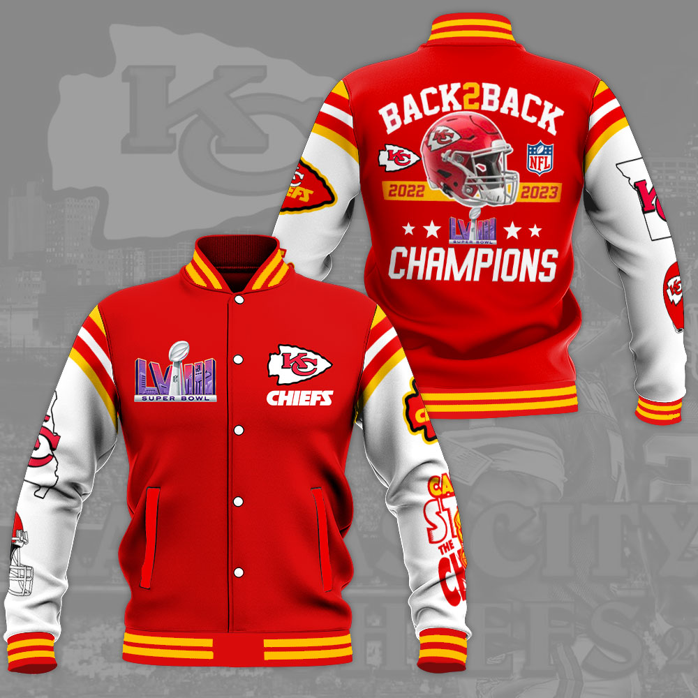 Back To Back Kansas City Chiefs NFL Baseball Jacket For Fans