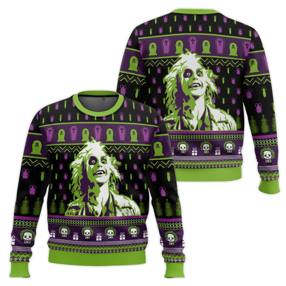 Beetlejuice Classic Halloween Design 3D All Over Printed Ugly Sweater For Fans