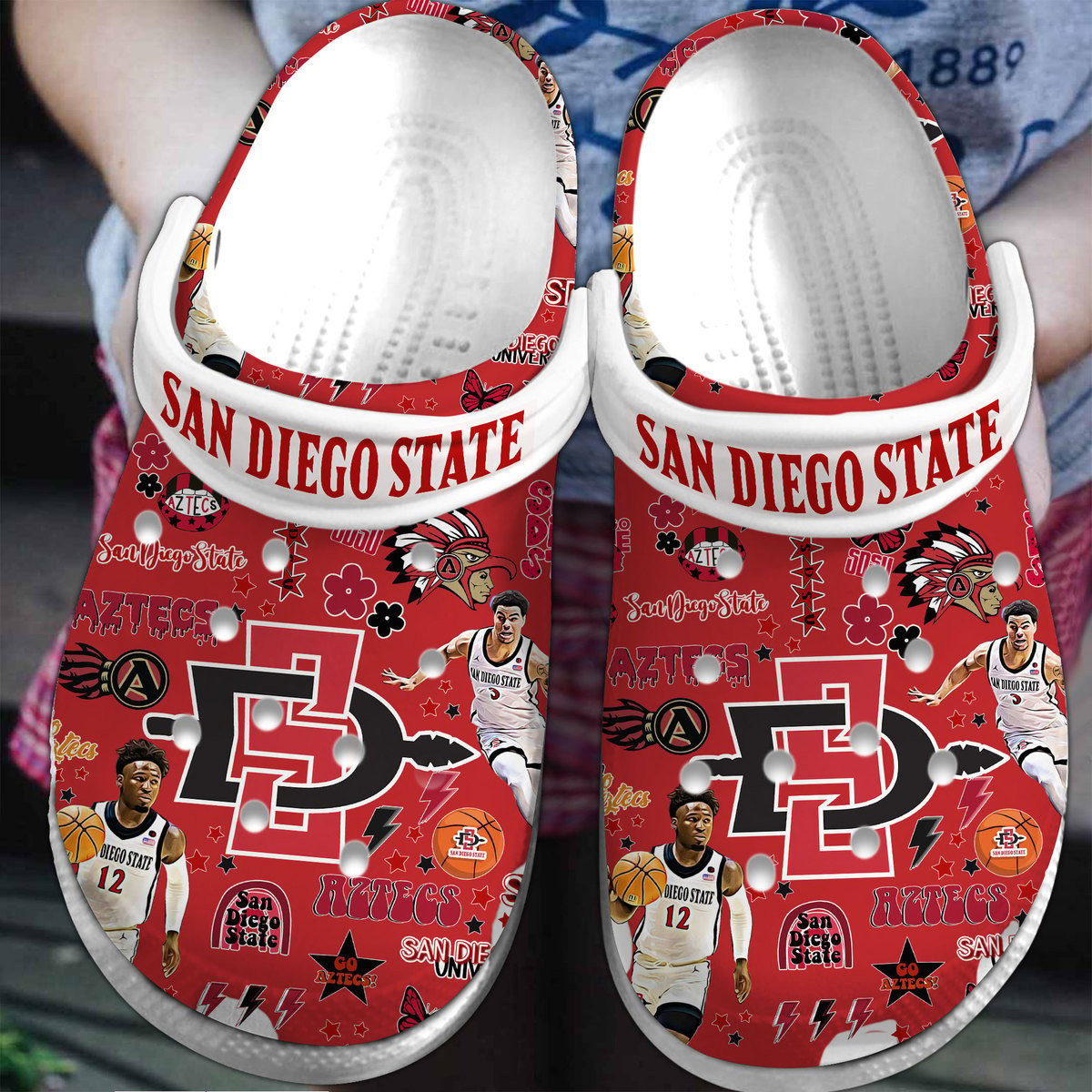 Breathable San Diego State Aztecs NCAA Sport Clogs For Kids & Adults