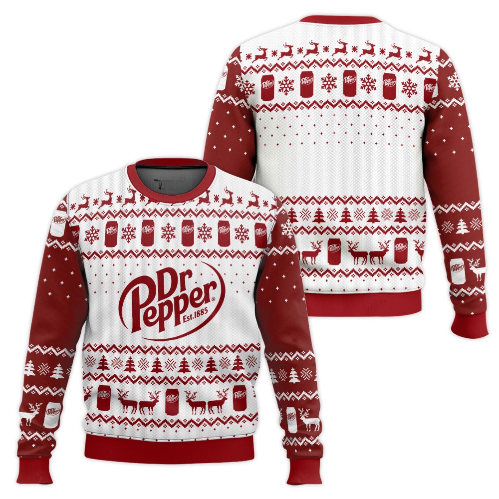 Classic White & Red Dr.Pepper 3D All Over Printed Ugly Sweater For Fans Worldwide