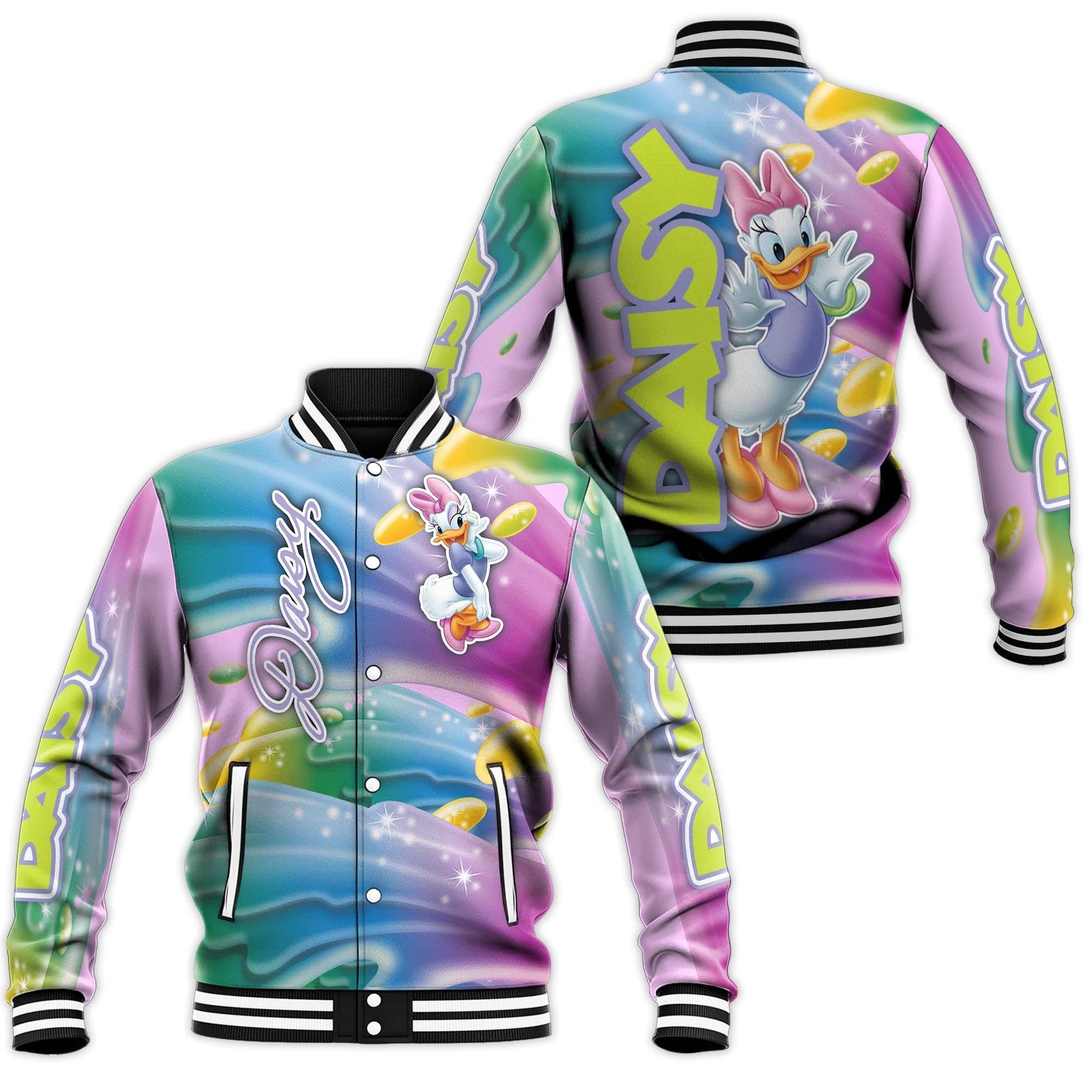 Colorful Daisy Duck Colorful Magical Spray Disney Baseball Jacket