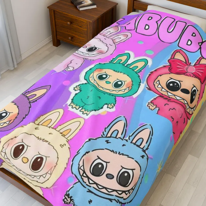 Colorful Labubu Cute Monsters Soft & Cozy Fleece Blanket